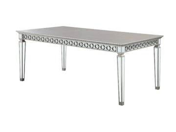 Varian Mirrored & Antique Platinum Dining Table (90"L) - Ornate Home