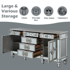 Varian Mirrored & Antique Platinum Server/Sideboard 68" - Ornate Home