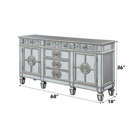 Varian Mirrored & Antique Platinum Server/Sideboard 68" - Ornate Home