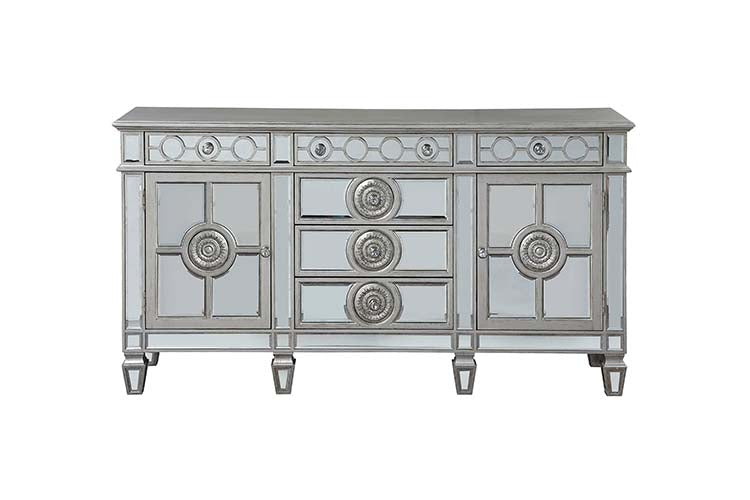 Varian Mirrored & Antique Platinum Server/Sideboard 68" - Ornate Home