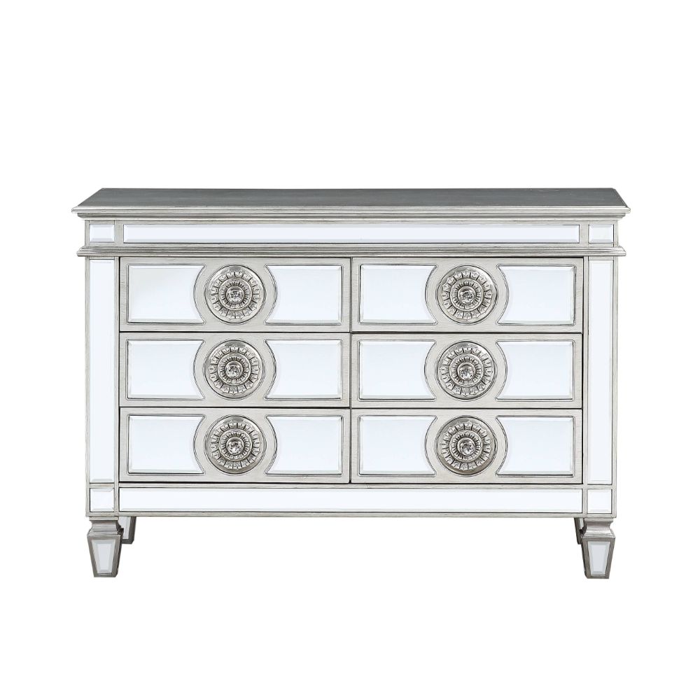 Varian Mirrored & Antique Platinum Server/Sideboard - Ornate Home