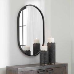 Varina Black Minimalist Oval Mirror - Ornate Home