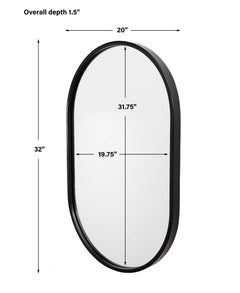 Varina Black Minimalist Oval Mirror - Ornate Home