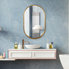 Varina Gold Minimalist Oval Mirror - Ornate Home