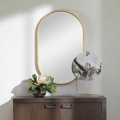 Varina Gold Minimalist Oval Mirror - Ornate Home