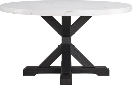 Varley Gray/Charcoal Genuine Marble Top Round Dining Table - Ornate Home