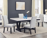Varley Gray/Charcoal Genuine Marble Top Dining Set - Ornate Home
