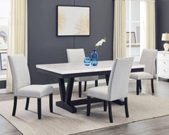 Varley Gray/Charcoal Genuine Marble Top Dining Set - Ornate Home