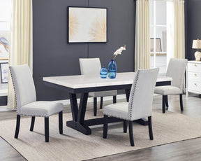 Varley Gray/Charcoal Genuine Marble Top Dining Set - Ornate Home