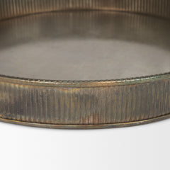 Varun Antiqued Brass Round Metal Tray (Set of 2) - Ornate Home
