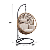 Vasant Beige & Black Patio Swing Chair w/ Stand - Ornate Home