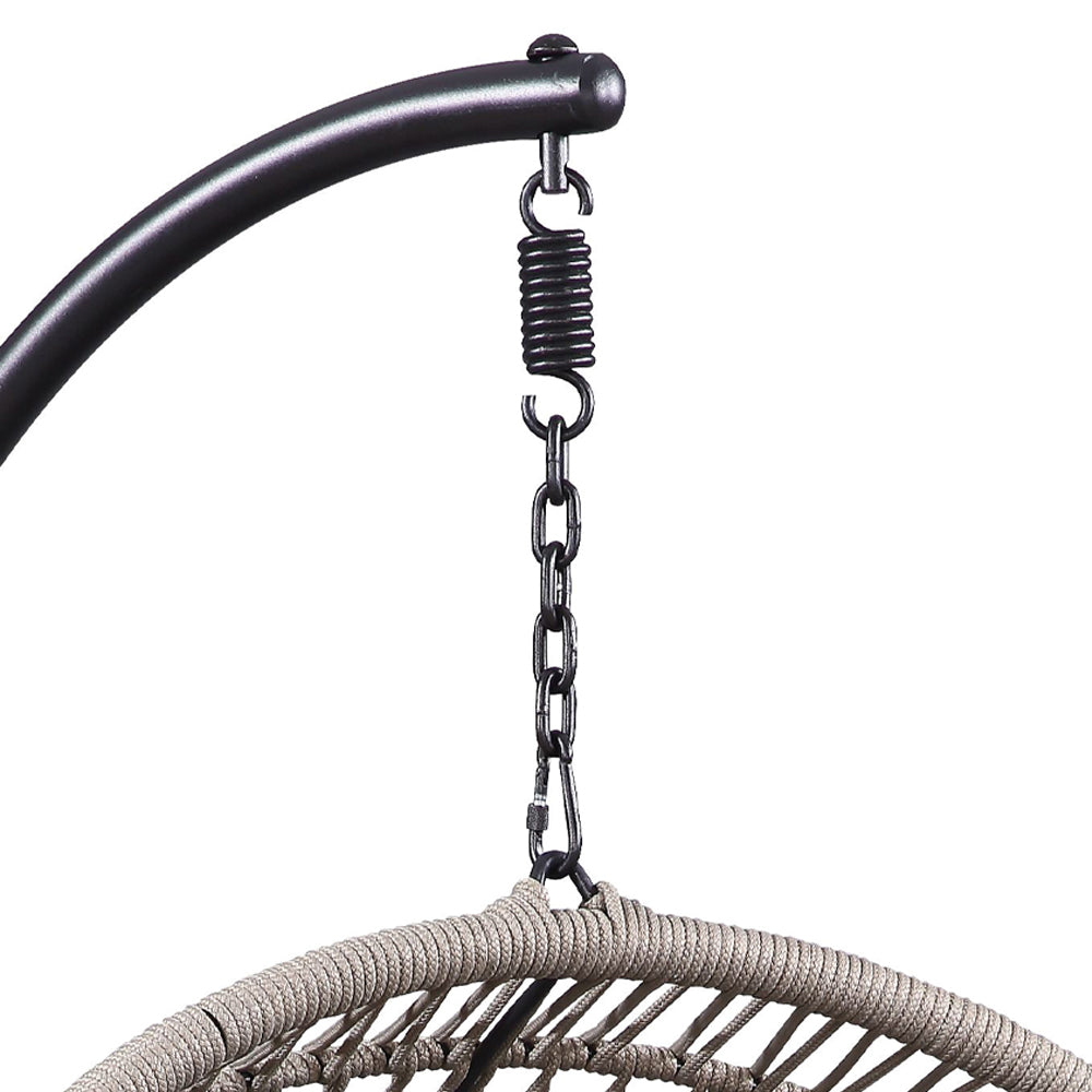 Vasant Beige & Black Patio Swing Chair w/ Stand - Ornate Home