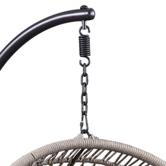 Vasant Beige & Black Patio Swing Chair w/ Stand - Ornate Home