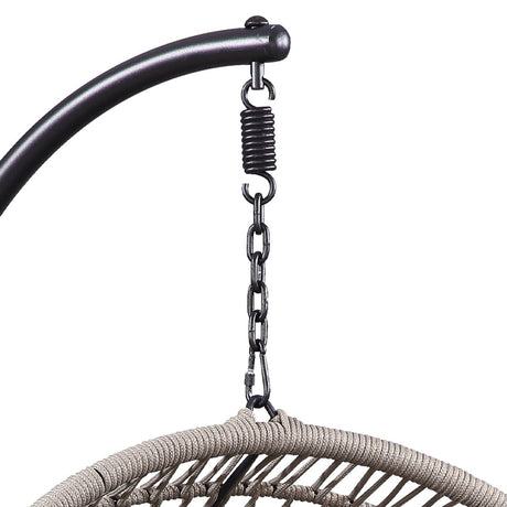 Vasant Beige & Black Patio Swing Chair w/ Stand - Ornate Home