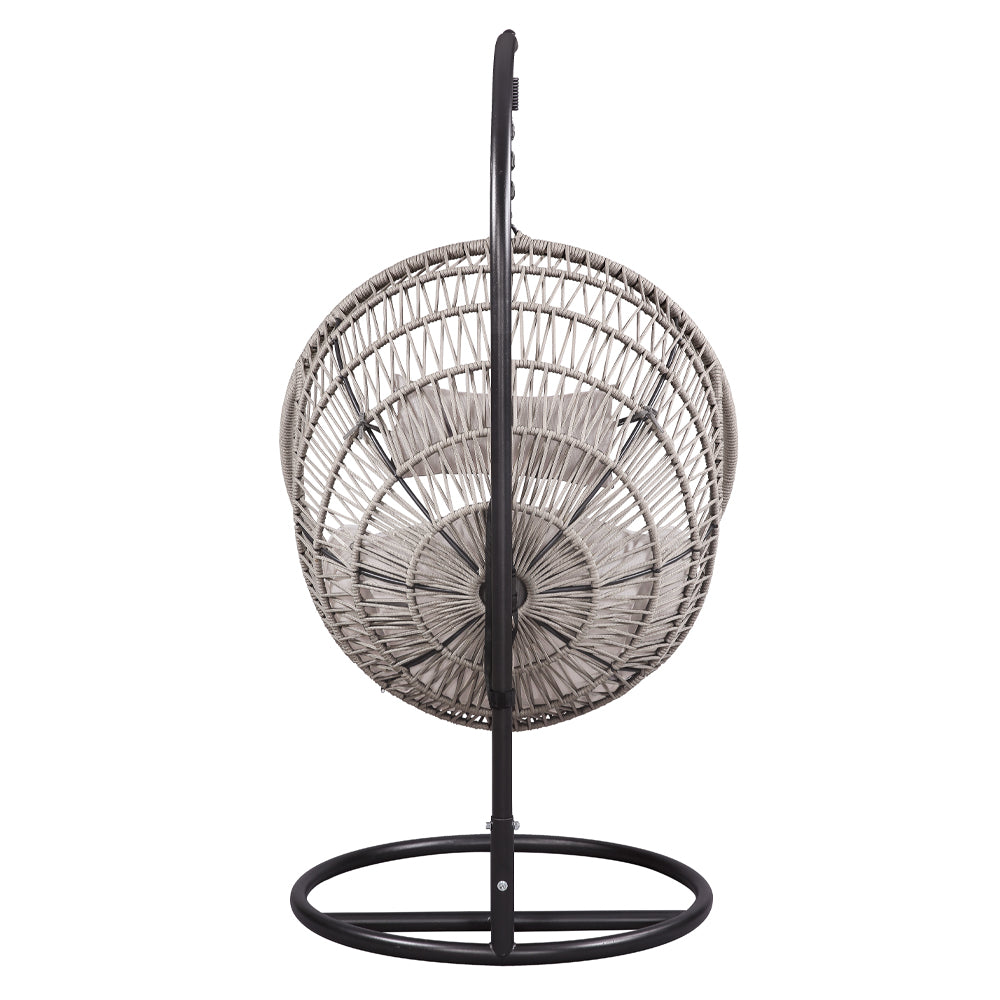 Vasant Beige & Black Patio Swing Chair w/ Stand - Ornate Home