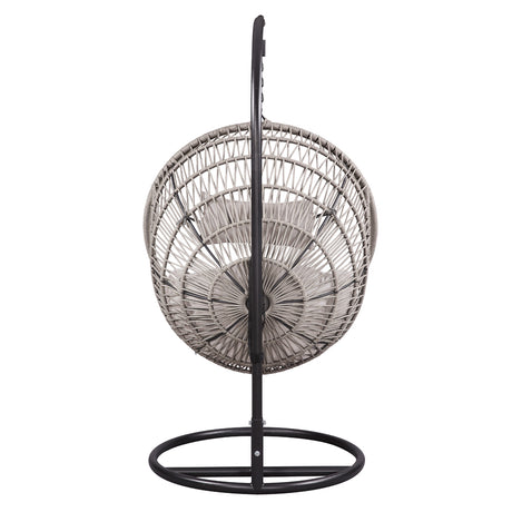 Vasant Beige & Black Patio Swing Chair w/ Stand - Ornate Home