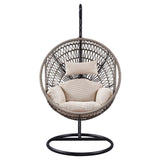 Vasant Beige & Black Patio Swing Chair w/ Stand - Ornate Home