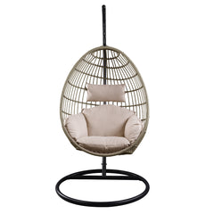 Vasant Beige & Brown Patio Swing Chair w/ Stand - Ornate Home