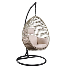 Vasant Beige & Brown Patio Swing Chair w/ Stand - Ornate Home