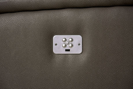 Vasilios Gray Leatherette Power Loveseat - Ornate Home