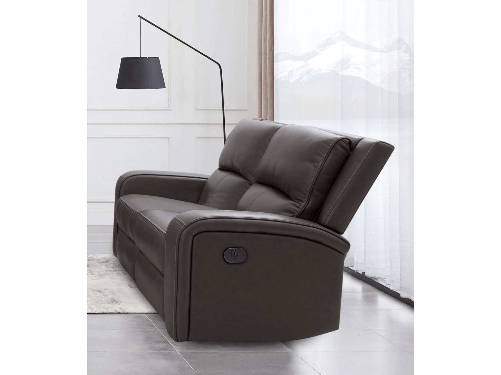 Vasilios Gray Leatherette Power Loveseat - Ornate Home