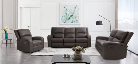 Vasilios Gray Leatherette Power Loveseat - Ornate Home
