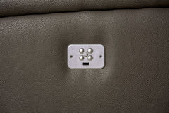 Vasilios Gray Leatherette Power Reclining Loveseat - Ornate Home