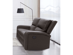 Vasilios Gray Leatherette Power Reclining Loveseat - Ornate Home