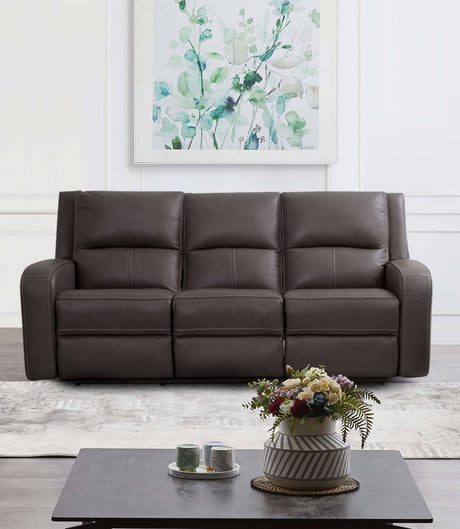 Vasilios Gray Leatherette Power Reclining Sofa & Loveseat - Ornate Home