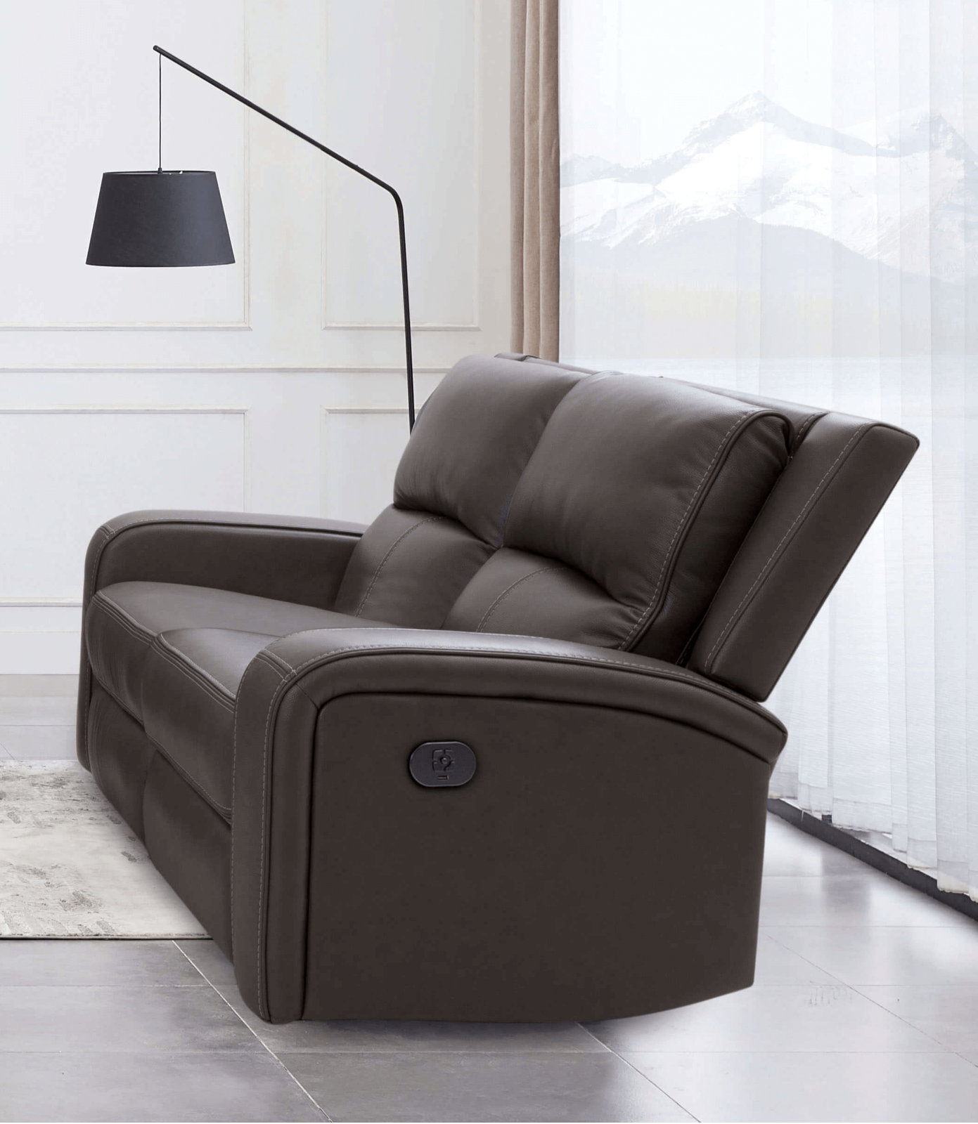 Vasilios Gray Leatherette Power Reclining Sofa & Loveseat - Ornate Home