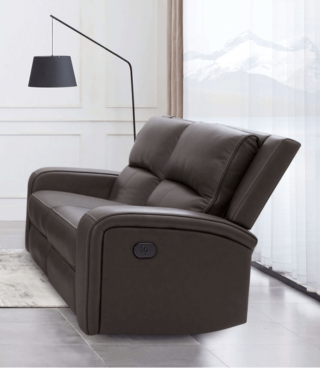 Vasilios Gray Leatherette Power Reclining Sofa & Loveseat - Ornate Home