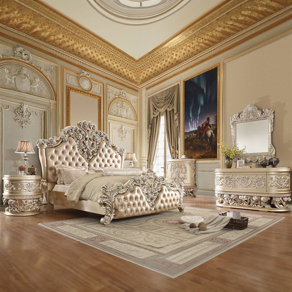 Vatican Gold & Champagne Silver Eastern King Bed - Ornate Home