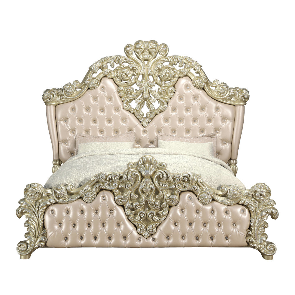 Vatican Gold & Champagne Silver Eastern King Bed - Ornate Home