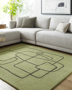 Vatsa Green Abstract Area Rug - Ornate Home