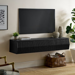 Vaughn Black 64" Wall Mount TV Stand - Ornate Home