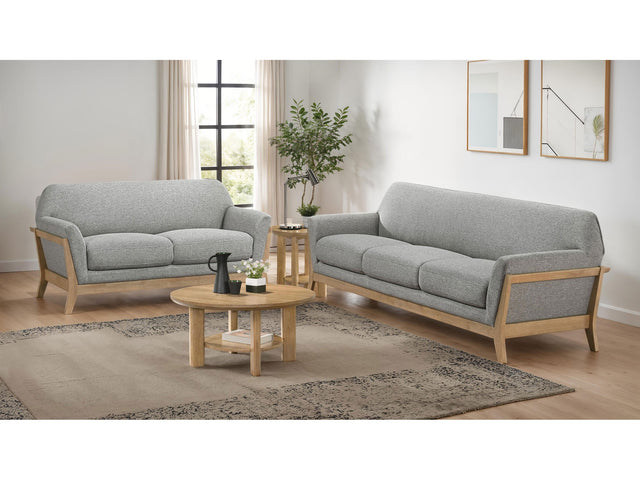 Vaughn Grey 2-piece Fabric Upholstered Flared Arm Sofa Set - Ornate Home