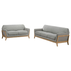 Vaughn Grey 2-piece Fabric Upholstered Flared Arm Sofa Set - Ornate Home