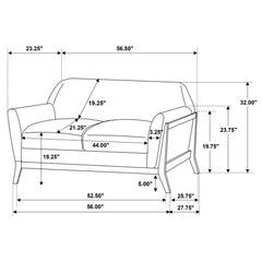 Vaughn Grey 2-piece Fabric Upholstered Flared Arm Sofa Set - Ornate Home