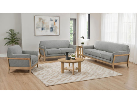 Vaughn Grey 3-piece Fabric Upholstered Flared Arm Sofa Set - Ornate Home