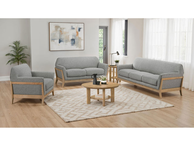 Vaughn Grey 3-piece Fabric Upholstered Flared Arm Sofa Set - Ornate Home