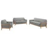 Vaughn Grey 3-piece Fabric Upholstered Flared Arm Sofa Set - Ornate Home