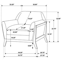 Vaughn Grey Fabric Upholstered Flared Arm Accent Chair - Ornate Home