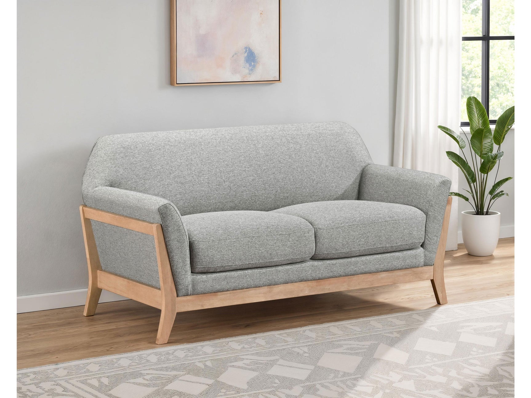 Vaughn Grey Fabric Upholstered Flared Arm Loveseat - Ornate Home