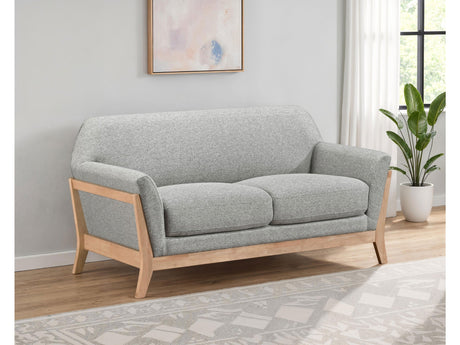 Vaughn Grey Fabric Upholstered Flared Arm Loveseat - Ornate Home