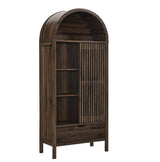 Vaughn Walnut 71" Arched Storage Display Cabinet