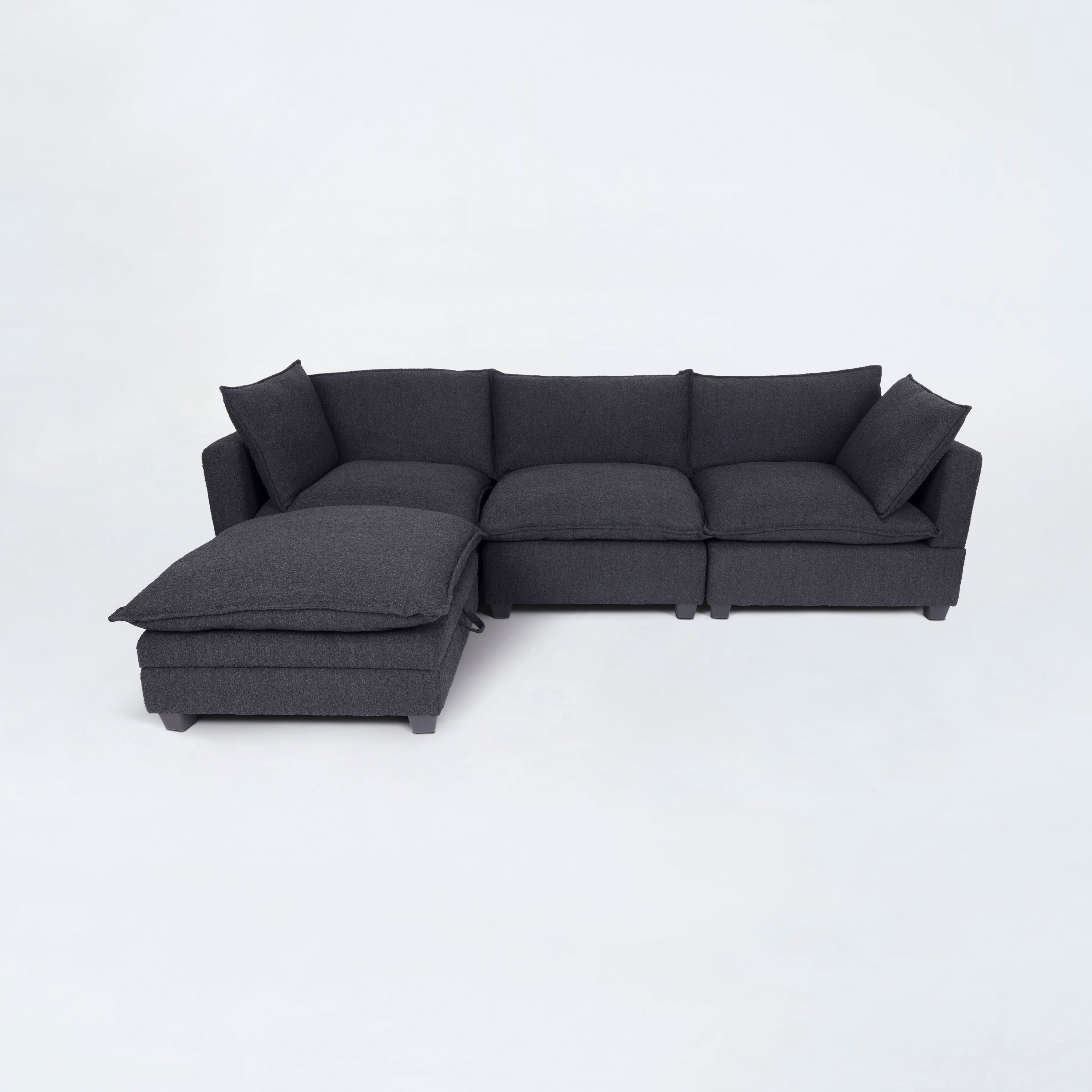 Santa Monica Black Boucle Modular Sectional / 4pc - Ornate Home