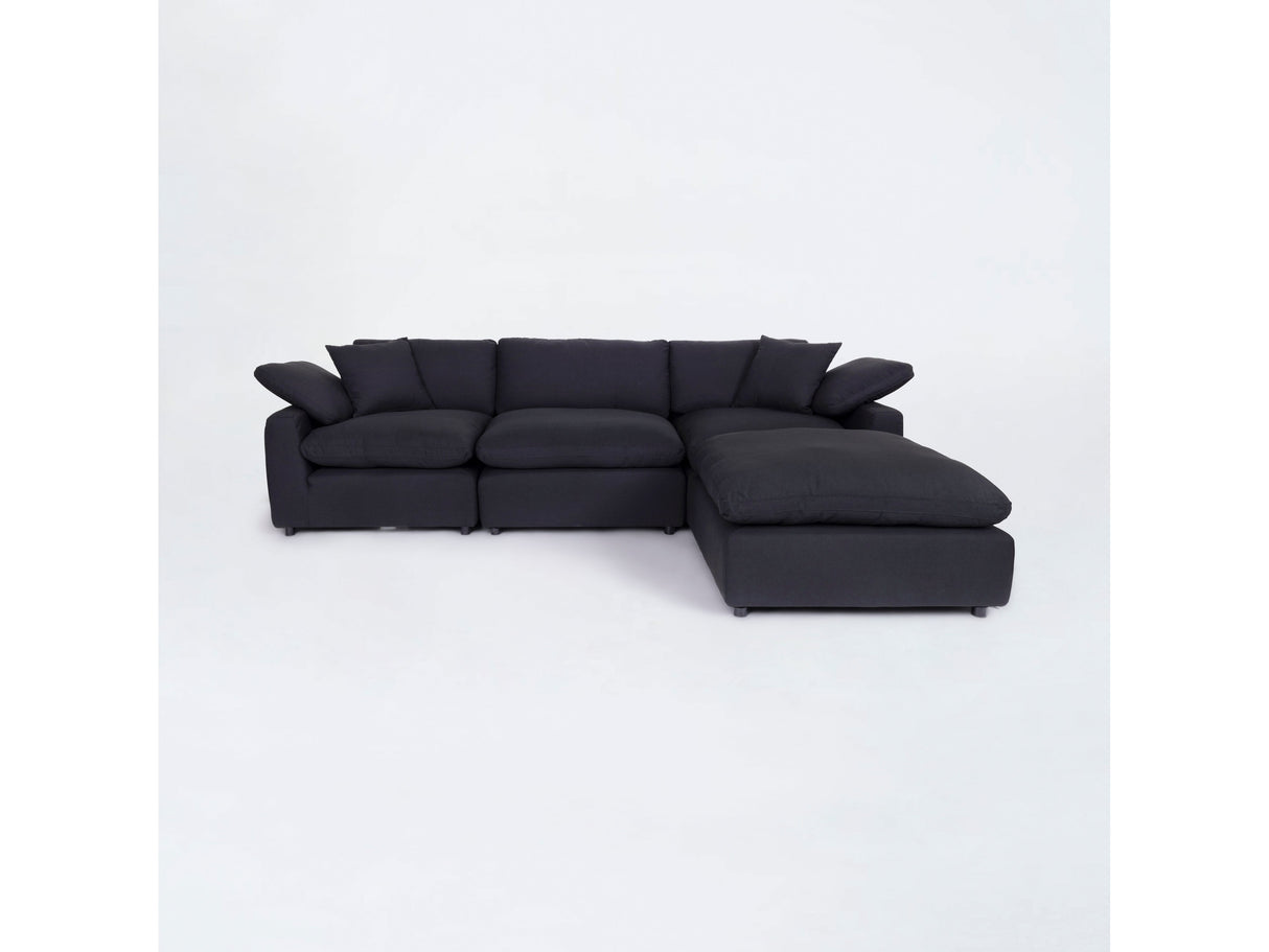 Manhattan Black Linen Modular Sectional / 4pc - Ornate Home