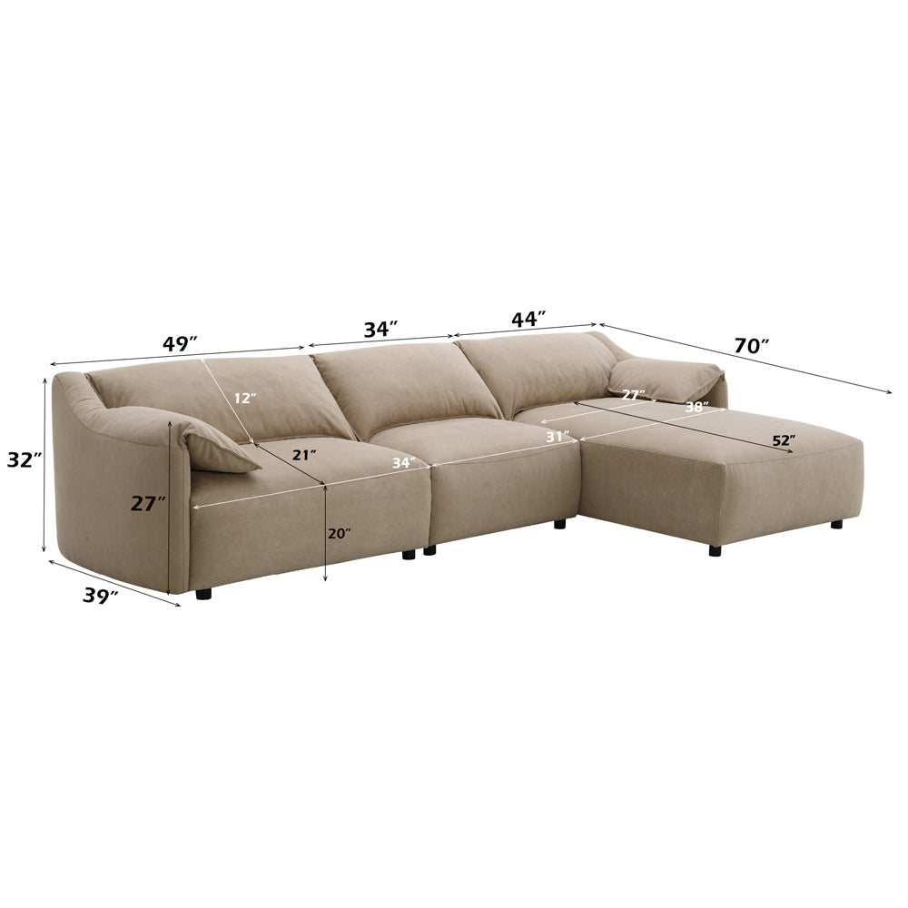 Veata Brown Sectional Sofa - Ornate Home