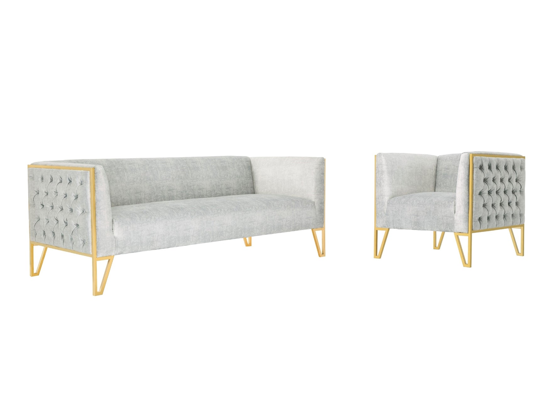Vector Sofa and Armchair in Gray and Gold (set of 2) - Ornate Home
