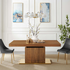 Vector Walnut/Gold Expandable Dining Table - Ornate Home